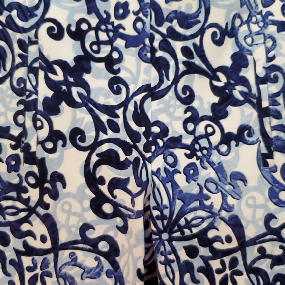 Chico's Navy Scroll Juliet Flat Front Pants - Picture 12 of 12